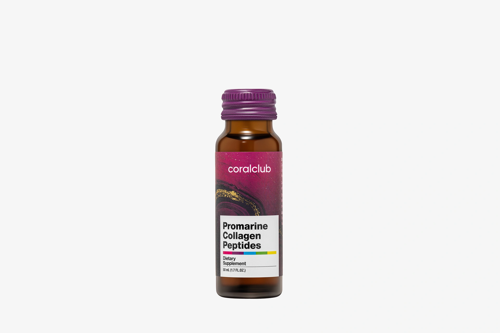 Promarine Collagen Peptides stikla flakons tuvplānā